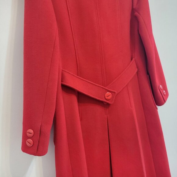 Red Wool Blend Raffinati fitted Maxi Coat long - Picture 5 of 11